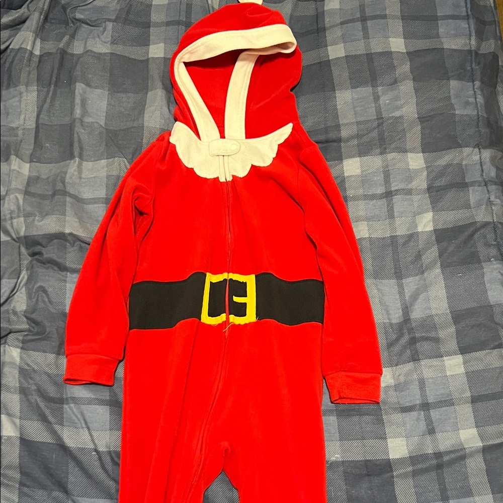 Carter's Red and White Fleece Santa Onesie